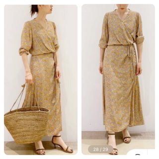 プラージュ(Plage)のplage olive wrap ドレス ワンピース オレンジ(ロングワンピース/マキシワンピース)