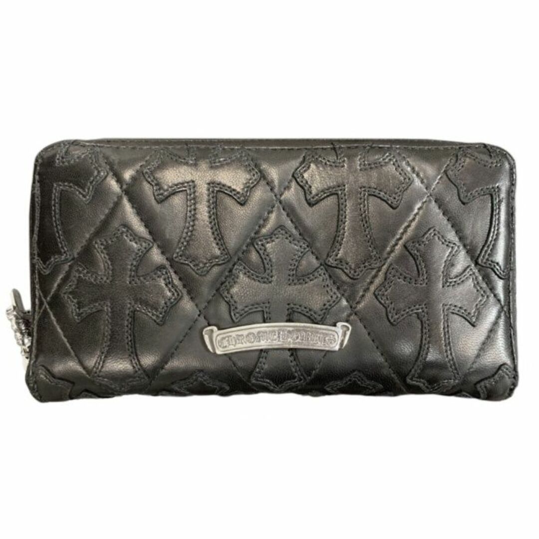 期間限定特価品 Chrome Hearts REC F ZIP WALLET CEMETERY CROSS QUILTED PATCHES 黒