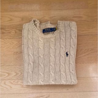 ポロラルフローレン(POLO RALPH LAUREN)のポロ ラルフローレン ケーブルニットロゴ刺繍 ライトベージュ コットン100%(ニット/セーター)