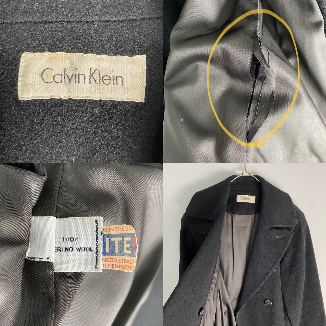 Calvin Klein(カルバンクライン)の【カルバンクライン　チェスターコート　メリノウール　USA製　黒　古着】 メンズのジャケット/アウター(チェスターコート)の商品写真