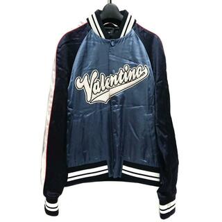 ヴァレンチノ フェイクレザー ジップアップ ジャケット メンズ 青 46 ブルゾン Valentino
