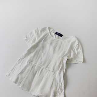 エムズグレイシー(M'S GRACY)のエムズグレイシー M'SGRACY チュールギャザー 半袖Tシャツ 38/ホワイト 白 TEE トップス カットソー【2400013585156】(Tシャツ(半袖/袖なし))