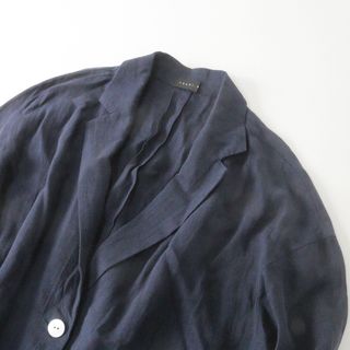 ツキドットエス tsuki.s リネンテーラードジャケット/ネイビー 2B 羽織り【2400013597265】(テーラードジャケット)