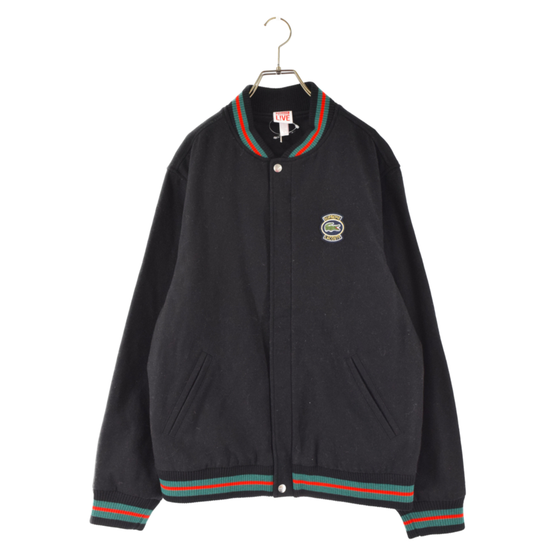 SUPREME シュプリーム 18SS×LACOSTE Wool Varsity Jacket ラコステ バックロゴワッペン付き ウールバーシティジャケット ブラック スタジアム スタジャン