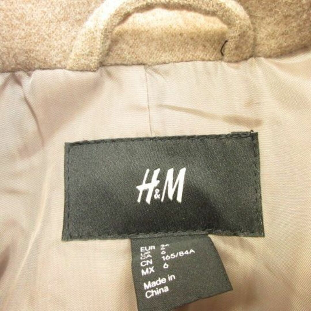 H&M(エイチアンドエム)のエイチ&エム H&M スタンドカラーコート ダブル 長袖 茶 36 レディースのジャケット/アウター(ピーコート)の商品写真