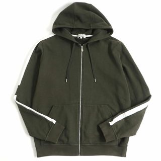 美品□20SS HERMES/エルメス Hロゴジップ サイドライン コットン ジップアップ スウェットパーカー/フーディー カーキ L 伊製 正規品