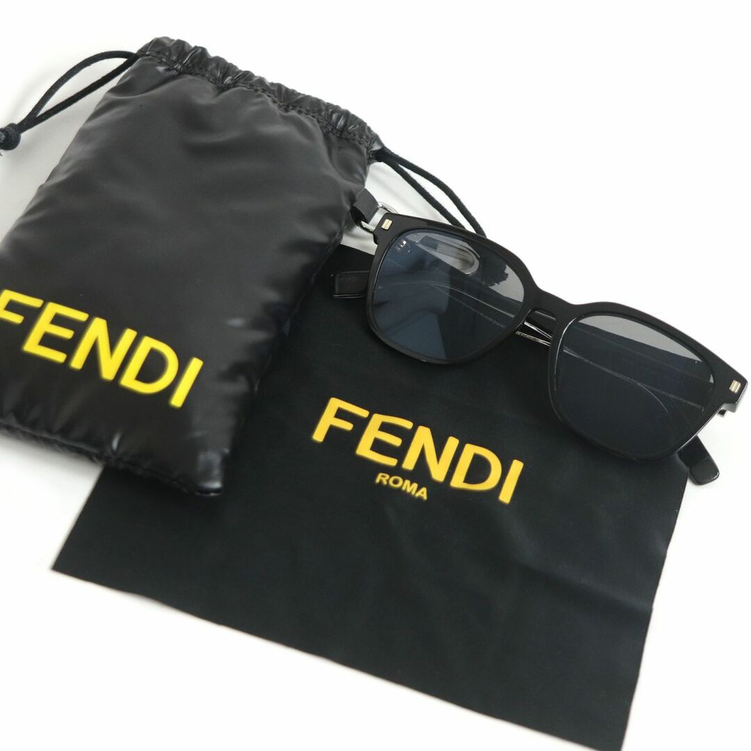美品□FENDI/フェンディ FE4001U ズッカ スクエア型 カラーレンズ サングラス/アイウェア ブラック 55□17-150 イタリア製 度入り メンズ