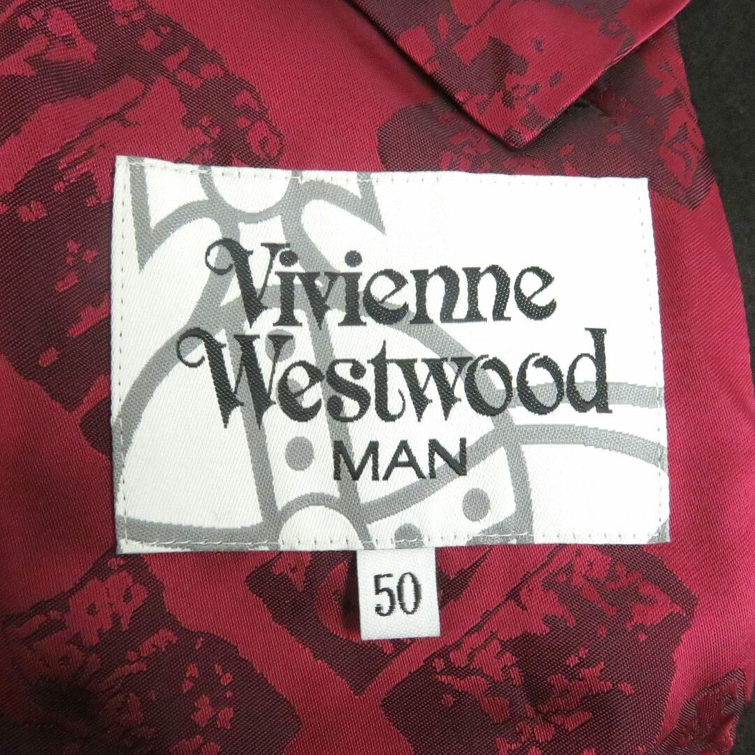 Vivienne Westwood(ヴィヴィアンウエストウッド)の美品□ヴィヴィアンウエストウッド MAN オーブ ロゴボタン ミントカラー ウール メルトン デザインコート ダークグリーン 50 日本製 正規品　t01-st30220-413 メンズのジャケット/アウター(その他)の商品写真