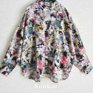 スカラー(ScoLar)の【ScoLar】スカラー BIGロゴ テキスタイル総柄 シャツ タグ付未使用(シャツ/ブラウス(長袖/七分))