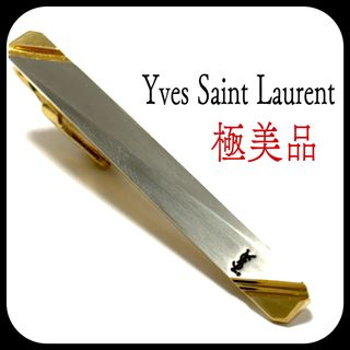 イブサンローラン　ブラック×ゴールド ネクタイピン　タイピン　タイバー　ＹＳＬ