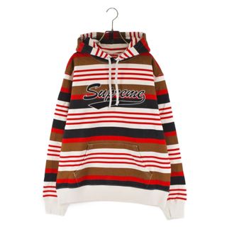 シュプリーム(Supreme)のSUPREME シュプリーム 18SS Striped Hooded Sweatshirt ストライプド ボーダーフーデッド パーカー レッド/ホワイト(パーカー)