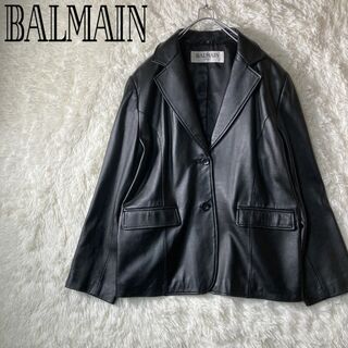 バルマン(BALMAIN)の極美品 BALMAIN レザー 羊革 テーラードジャケット 15号 2XL(テーラードジャケット)