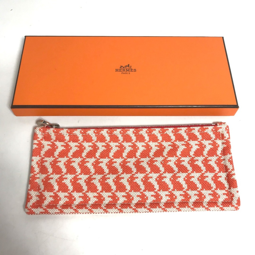 エルメス HERMES アニモーピクセル 筆箱 ステーショナリー ポーチ ペンケース キャンバス オレンジ 美品