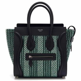 セリーヌ(celine)のCELINE セリーヌ ラゲージ マイクロショッパー トート ツイード ニット ハンドバッグ●レディース グリーン ブラック  W-CU-3127(ハンドバッグ)