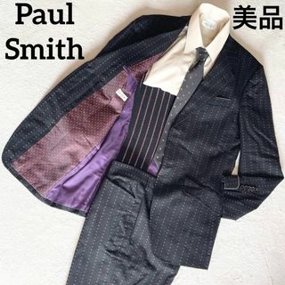 Paul Smith ポールスミス セットアップスーツ黒 L ストライプ ドット-