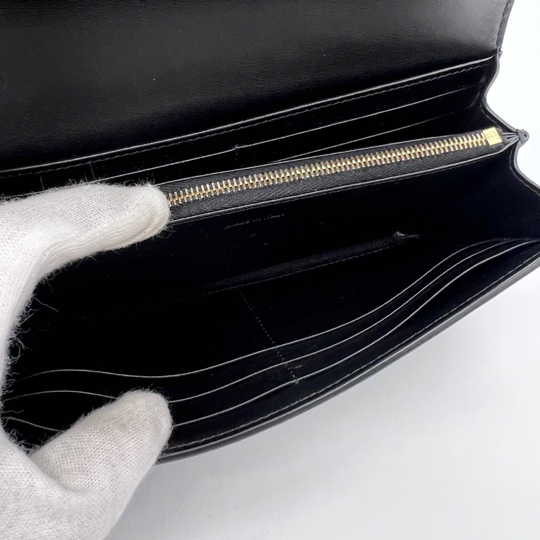 美品 セリーヌ カーフスキン トリオンフ 長財布 ブラック
