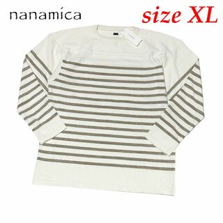 ナナミカ(nanamica)の新品　XLサイズ　ナナミカ　ペーパーニット ストライプ クルー　長袖　ベージュ(ニット/セーター)