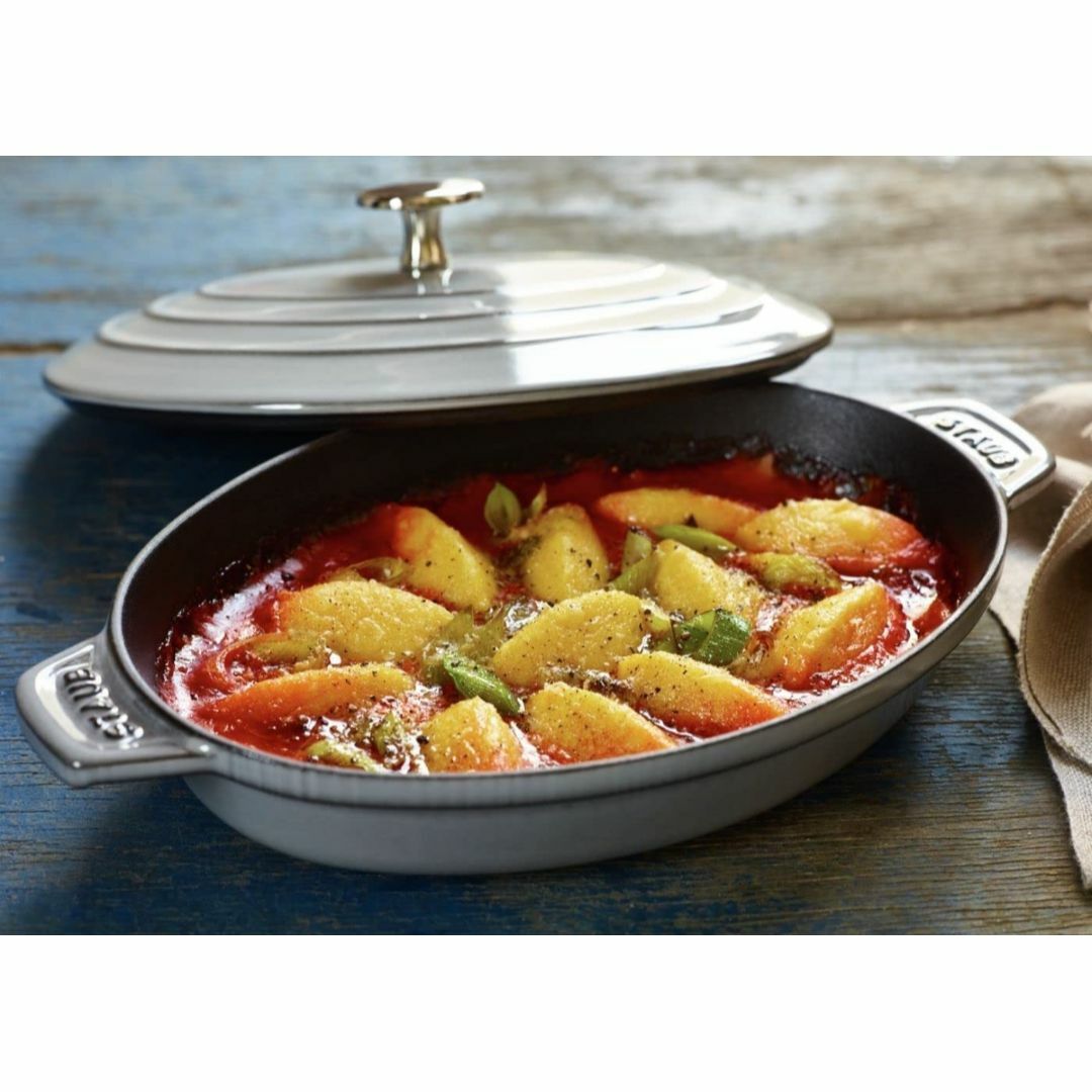 staub ストウブ オーバル ホットプレート グレー 23cm 両手 鋳物の通販