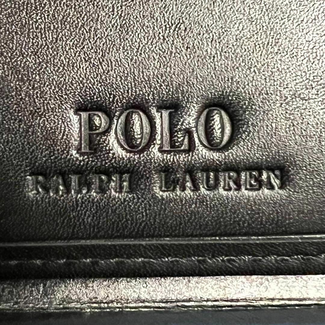 POLO RALPH LAUREN(ポロラルフローレン)の【海外限定】2023年新作 冬服ポロベアラルフローレン レザー二つ折財布ブラック メンズのファッション小物(折り財布)の商品写真