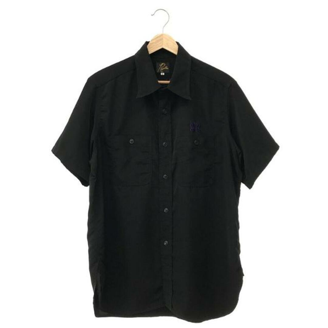 Needles(ニードルス)の【美品】  Needles / ニードルス | S/S Work Shirt-Poly Cloth / パピヨン ワークシャツ | S | ブラック | メンズ メンズのトップス(Tシャツ/カットソー(半袖/袖なし))の商品写真