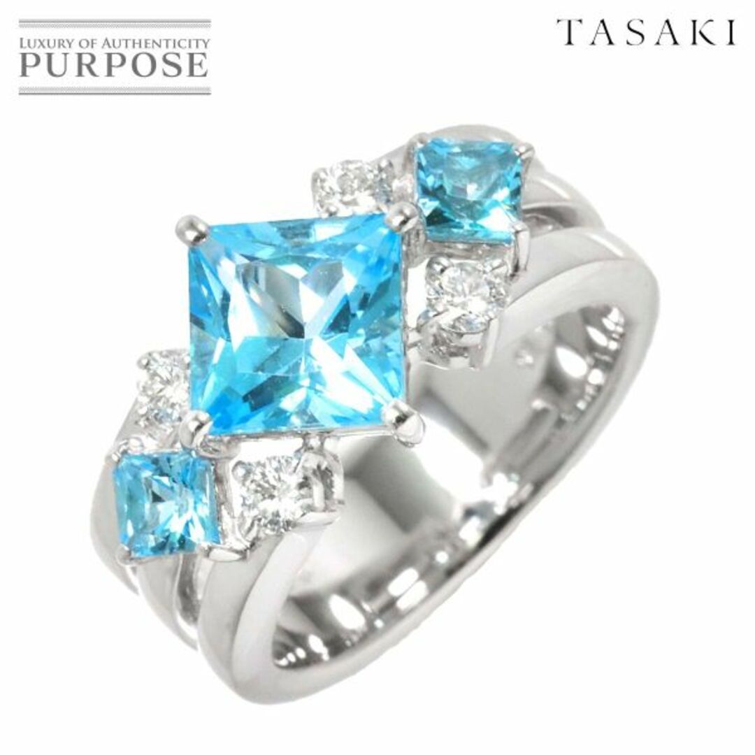 タサキ TASAKI 11号 リング ブルートパーズ ダイヤ 0.24ct K18 WG