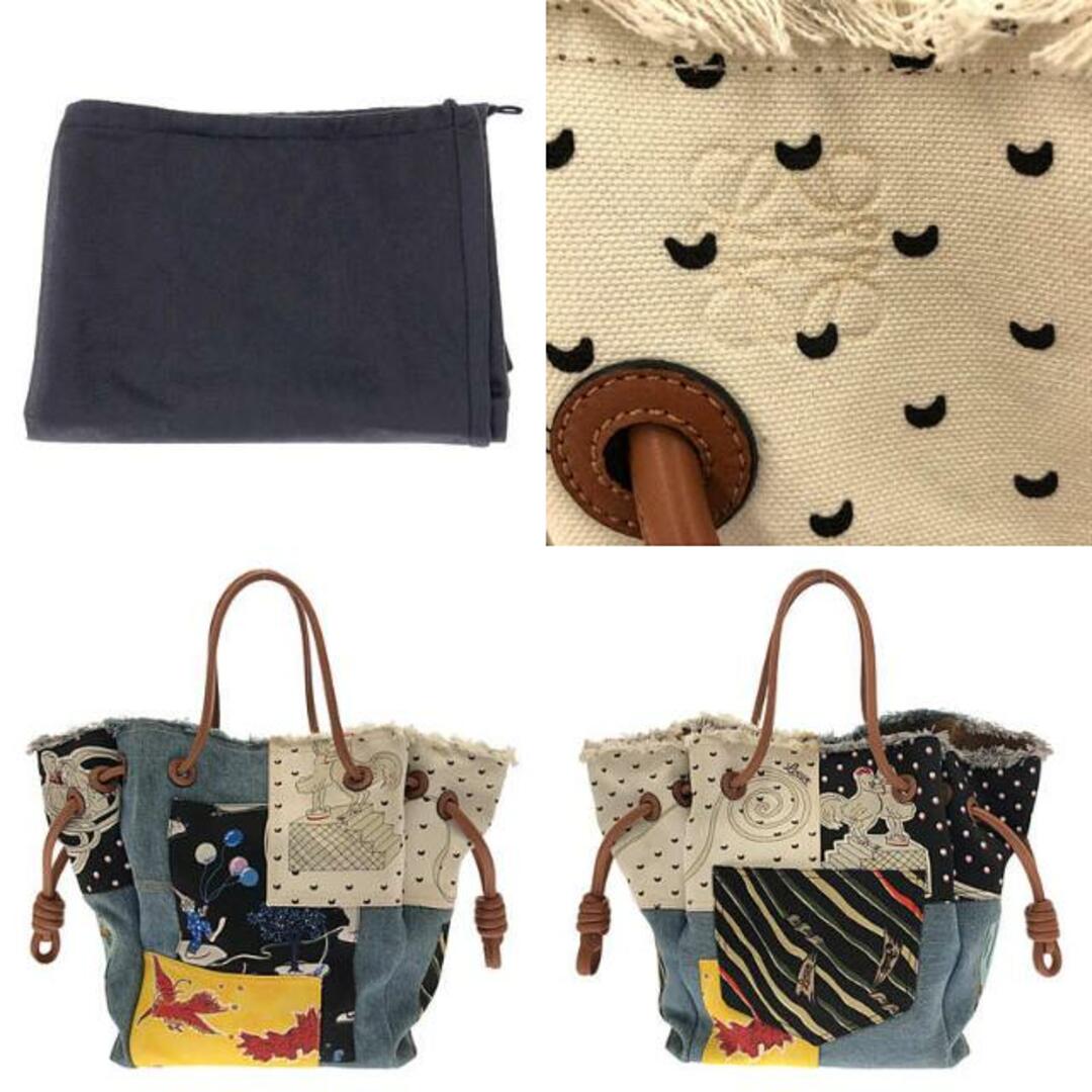 【美品】  LOEWE / ロエベ | × Paula's Ibiza FLAMENCO KNOT TOTE PAULA PATCH BAG / パウラズ イビサ デニム レザー パッチワーク フラメンコ ノット バッグ | マルチカラー | レディース