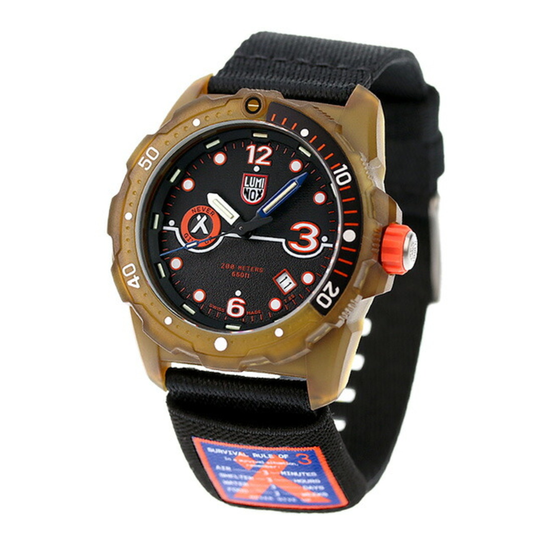 ルミノックス LUMINOX 腕時計 メンズ 3721.ECO ベア グリルス サバイバル ルール オブ 3 X タイド 3720 シー シリーズ クオーツ ブラックxブラック アナログ表示