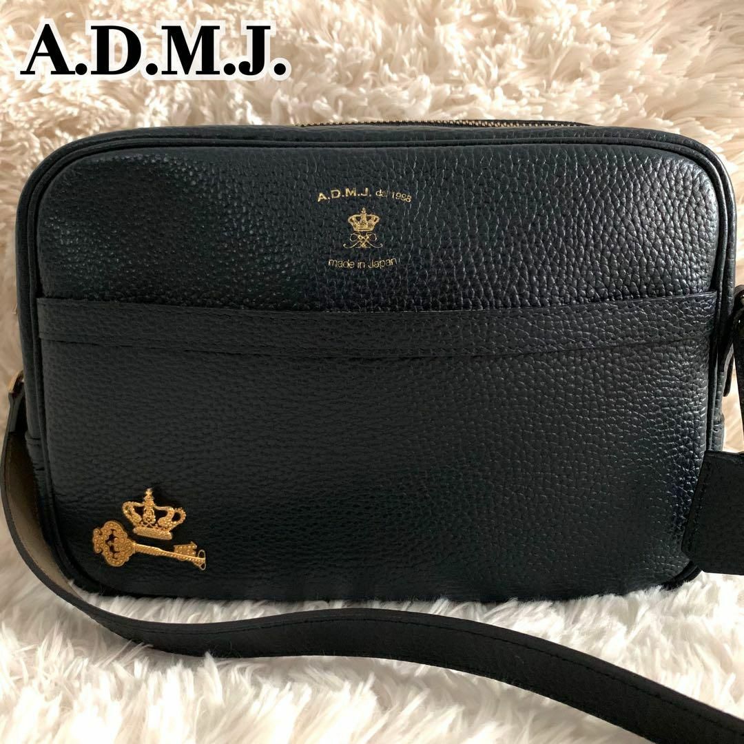 美品✨A.D.M.J. ショルダーバッグ 2way 王冠 鍵 チャーム レザー