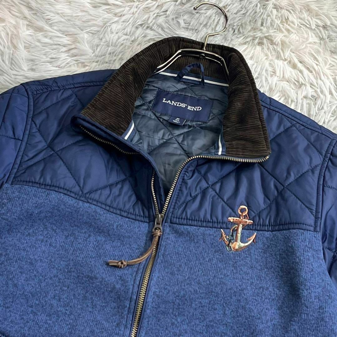 LANDS'END - 90s【ランズエンド】 本革ラベルブルゾン キルティング M
