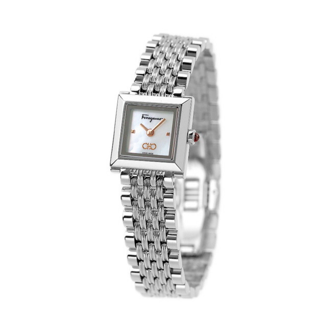 Salvatore Ferragamo 腕時計 レディース SFYC01122 フェラガモ スクエア クオーツ シェルxシルバー アナログ表示