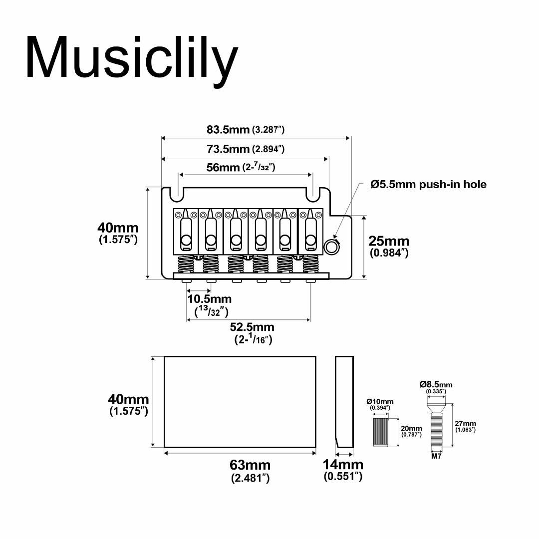 Musiclily Pro 弦ピッチ 10.5mm 2点支持タイプ USAストラ キッズ/ベビー/マタニティのおもちゃ(楽器のおもちゃ)の商品写真