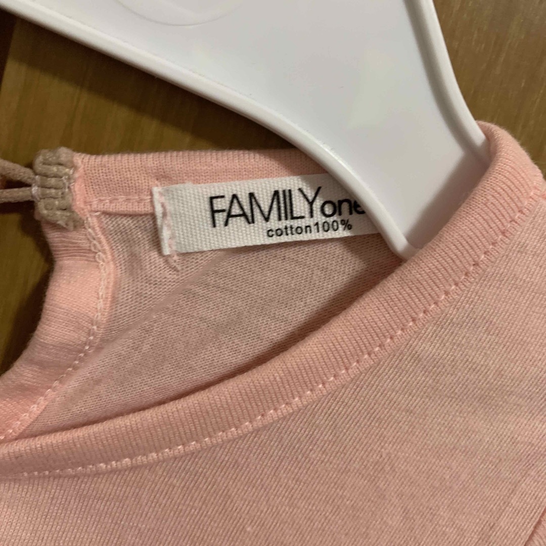 FAMILY Yone ウエストリボン　長袖　ロンT ワンピース　ピンク　110 キッズ/ベビー/マタニティのキッズ服女の子用(90cm~)(ワンピース)の商品写真