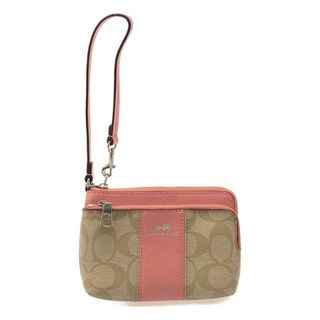 コーチ(COACH)のCOACH / コーチ | PVCレザー シグネイチャー リストレットポーチ | ピンク/ベージュ | レディース(その他)