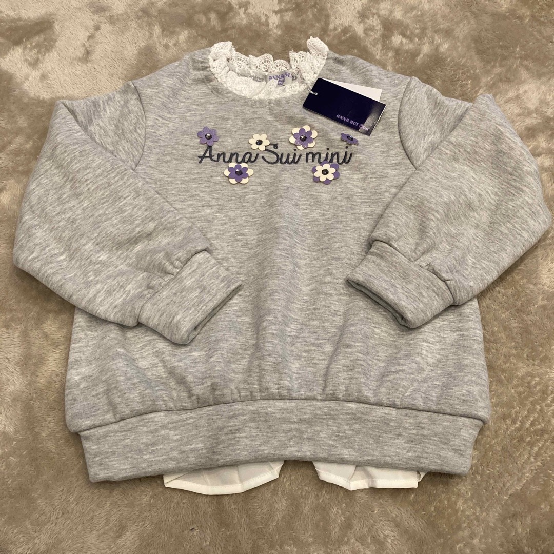 ANNA SUI mini(アナスイミニ)の120 アナスイミニ 裏起毛 トレーナー グレー キッズ/ベビー/マタニティのキッズ服女の子用(90cm~)(Tシャツ/カットソー)の商品写真