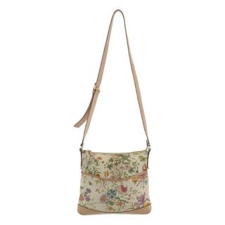 グッチ(Gucci)のGUCCI / グッチ | 花柄 フローラル レザー切替 キャンバス ショルダーバッグ | ナチュラル/ベージュ | レディース(ショルダーバッグ)