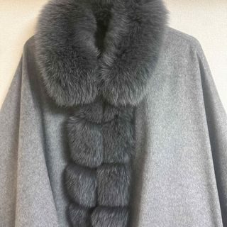 ☆極美品☆ SAGA FURS カシミヤ100% ブルーフォックス　ポンチョ