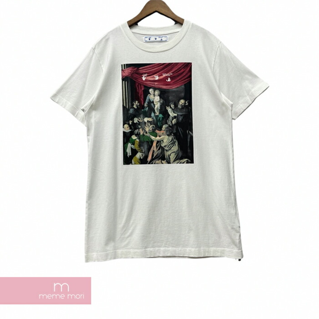 OFF-WHITE 2020AW Caravaggio Painting S/S Slim Tee OMAA027E20JER008 オフホワイト カラヴァッジオペインティングショートスリーブスリムTシャツ 半袖カットソー プリント バックロゴ ホワイト サイズL【231105】【-A】【me04】トップス