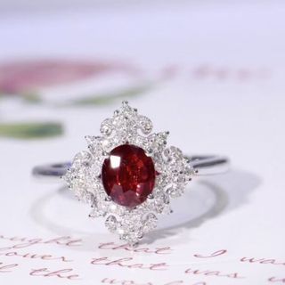 天然 ルビー ダイヤモンド リング 0.42ct k18 f(リング(指輪))