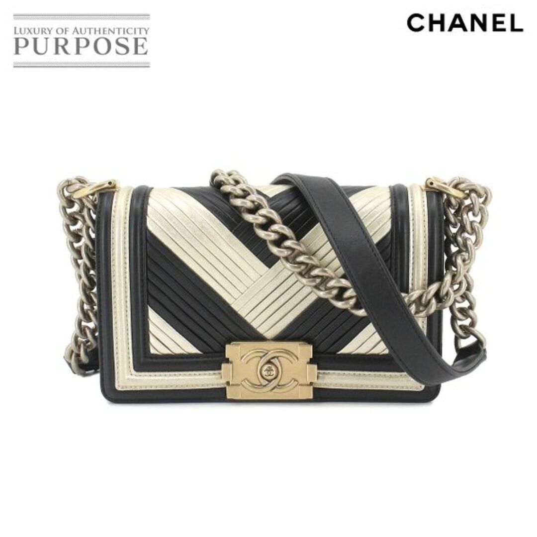 シャネル CHANEL ボーイシャネル スモール チェーン ショルダー バッグ レザー ブラック ライトゴールド VLP 90211876