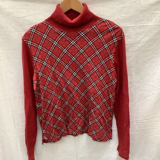 ♪♪BURBERRY GOLF バーバリーゴルフ レディース タートルネック カットソー SIZE L レッド(Tシャツ(長袖/七分))