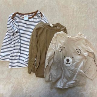 エイチアンドエム(H&M)の【h&m】長袖Tシャツ　86サイズ　3枚セット(Tシャツ/カットソー(半袖/袖なし))