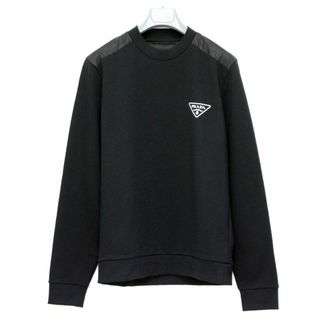 【美品】PRADA ワンポイント ロゴプレート スウェット トレーナー ブラック