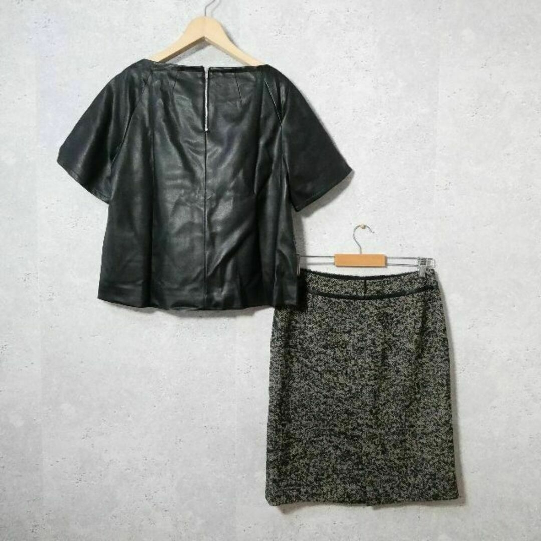 leilian - 美品 レリアン シルク混 ヘリンボーン レザー切り替え