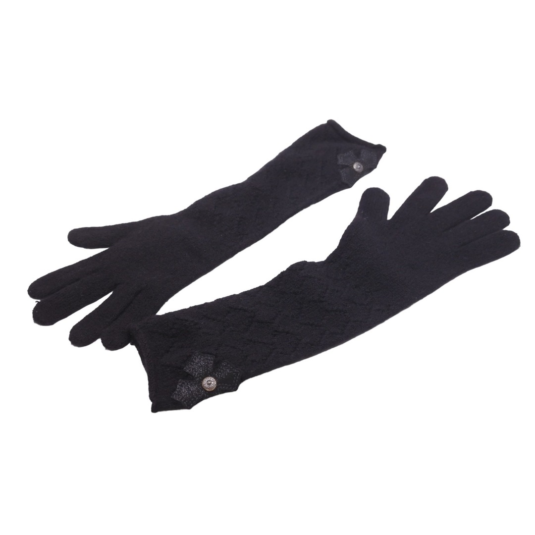 CHROME HEARTS クロムハーツ 手袋 gloves グローブ ロング カシミヤ ブラック シルバー金具 美品  47150