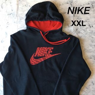 ナイキ(NIKE)のNIKE ナイキ　パーカー　ビッグサイズ　ブラック×レッド(パーカー)