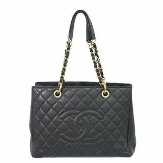 シャネル(CHANEL)の本物 シャネル CHANEL ココマーク GST チェーン トートバッグ ショルダーバッグ キャビアスキン レザー ブラック Coco Mark バッグ 中古(トートバッグ)