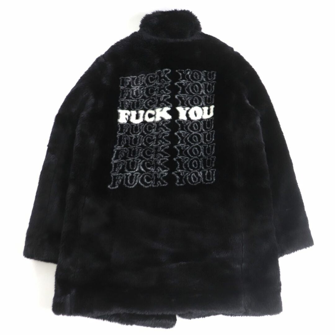 美品□17AW Supreme×HYSTERIC GLAMOUR シュプリーム ヒステリックグラマー Fuck You Faux Fur Coat フェイクファーコート 黒 S 正規品　t10-st30316-623