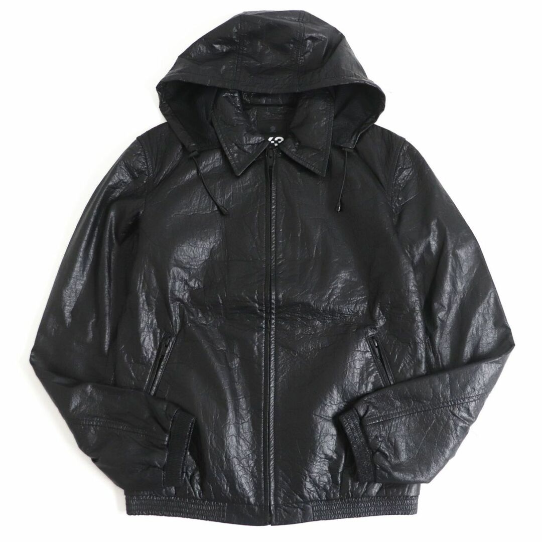 極美品□Y-3/ワイスリー ヨウジヤマモト アディダス A2F001  ZIPUP ラムレザー ブルゾンジャケット/パーカー ブラック XS 正規品 メンズ　t15-st30315-391