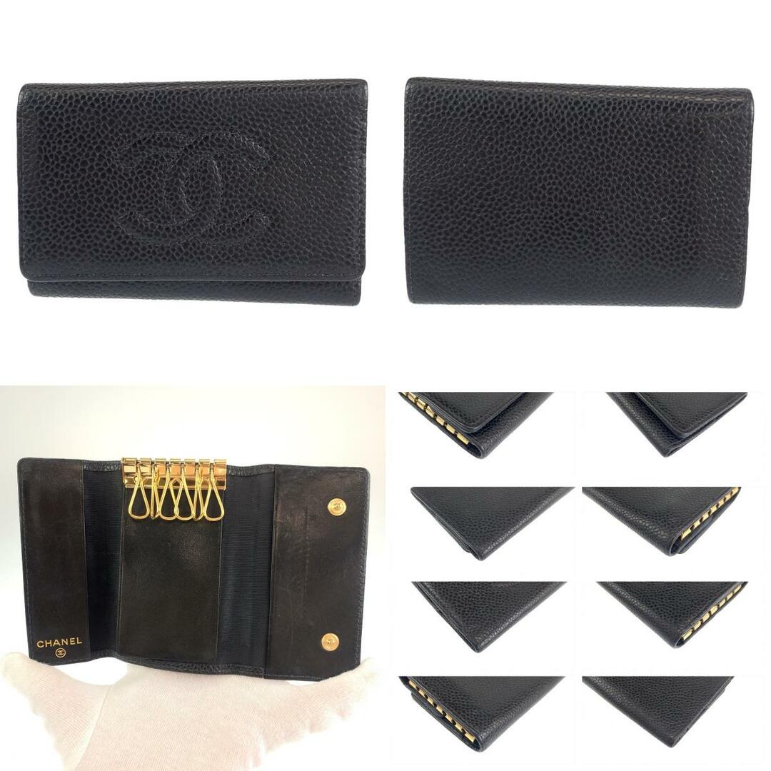 CHANEL(シャネル)のCHANEL シャネル ココマーク ブラック 黒 ゴールド金具 キャビアスキン キーケース ６連 レディース 403874 【中古】 レディースのファッション小物(キーケース)の商品写真