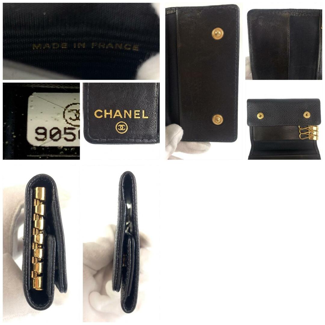 CHANEL(シャネル)のCHANEL シャネル ココマーク ブラック 黒 ゴールド金具 キャビアスキン キーケース ６連 レディース 403874 【中古】 レディースのファッション小物(キーケース)の商品写真